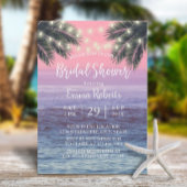 Invitation String Lights & Palm Tree Beach Fête des mariées