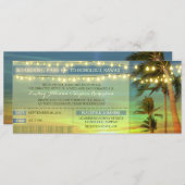 Invitation String Lights Palms Mariage Boarding Pass Billets (Devant / Derrière)