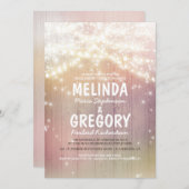 Invitation String Lights Pastel Rustic Barn (Devant / Derrière)