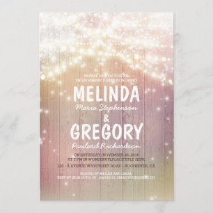 Invitation String Lights Pastel Rustic Barn