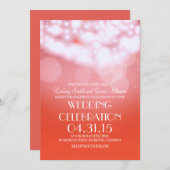 Invitation String lights pink elegant wedding invites (Devant / Derrière)
