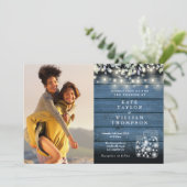 Invitation String Lights Rustic Jars Greenery Photo Mariage (Debout devant)