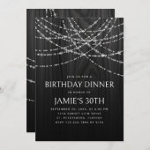 Invitation String Lights Rustic Wood Diner d'anniversaire (Devant / Derrière)