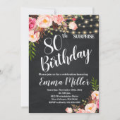 Invitation String Lights Surprise 80e Anniversaire Chalkboard (Devant)