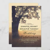 Invitation String Lights Tree Soirée Sunset Rustic Mariage (Devant / Derrière)