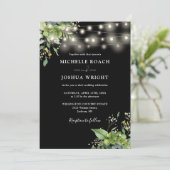 Invitation String Lights Verdure Mariage noir et blanc (Debout devant)