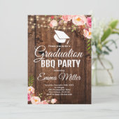 Invitation String Lights Wood Graduation BBQ Party (Debout devant)
