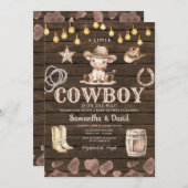 Invitation Stringlight Cowboy is on the Way Baby Shower  (Devant / Derrière)