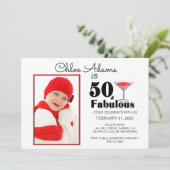 Invitation Stripe 50 & Fabuleux 50e anniversaire Personnalisé (Debout devant)