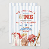 Invitation Stripe Boy Baseball Jeu de Rookie Premier annivers (Devant / Derrière)