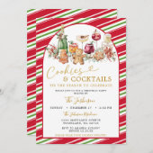 Invitation Stripe Cookies and Cocktail Classic Christmas (Devant / Derrière)