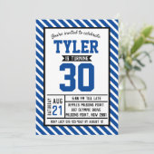 Invitation Stripe moderne Homme 30e anniversaire (Debout devant)