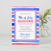 Invitation Stripe Rouge et Bleu 4 juillet (Debout devant)