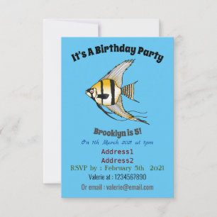 Invitation Striped angelfish cartoon
