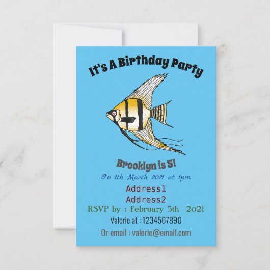Invitation Striped angelfish cartoon (Devant)