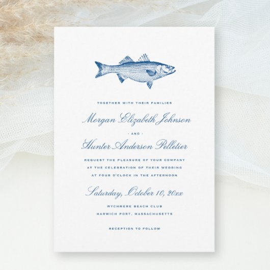 Invitation Striped Bass Fishing Thème Elégant Mariage de la M