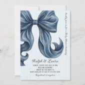 Invitation Striped Blue Bow Baby Shower (Devant)
