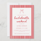 Invitation Striped Coquette Bow Bachelorette Weekend Details (Devant)
