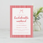 Invitation Striped Coquette Bow Bachelorette Weekend Details (Debout devant)