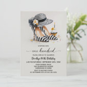 Invitation Striped High Heel Shoes 100th Birthday (Debout devant)