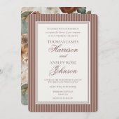 Invitation Striped Mocha Brown Espresso Martini Wedding (Devant / Derrière)