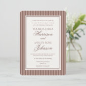 Invitation Striped Mocha Brown Espresso Martini Wedding (Debout devant)
