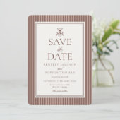 Invitation Striped Mocha Brown Espresso Save the Date (Debout devant)