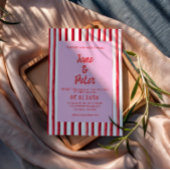 Invitation Striped Pink & Red Handwriting Wedding