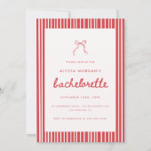 Invitation Striped Red & White Coquette Bow Bachelorette (Devant)