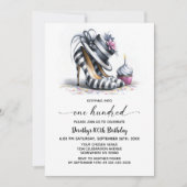 Invitation Striped Stiletto Shoes 100th Birthday (Devant)
