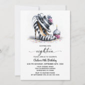 Invitation Striped Stiletto Shoes 18th Birthday (Devant)
