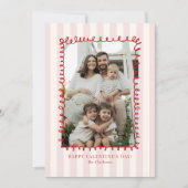Invitation Striped Whimsical Red Frame Valentine’s Day CARD (Devant)