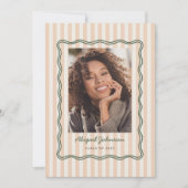 Invitation Stripes and Wavy Frame Graduation Card with Photo (Devant)