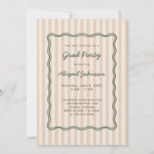 Invitation Stripes and Wavy Frame Graduation Card with Photo (Dos)