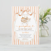 Invitation Stripes Bow Sweet Petit Baby shower Citrouille (Debout devant)