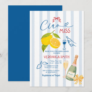 Invitation Stripes Citron bleu Italie Ciao Fête des mariées