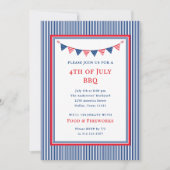 Invitation Stripes classiques et Bunting | 4 juillet (Devant)