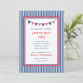 Invitation Stripes classiques et Bunting | 4 juillet (Debout devant)