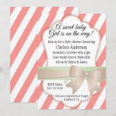 Invitation Stripes et Bow Sweet Baby Girl Douche (Devant / Derrière)