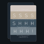 Invitation Stripes modernes Blue Surprise Party<br><div class="desc">Un design moderne, coloré et amusant pour une fête surprise. Le design se décline en rayures bleues et beiges. Personnalisez l'avant et l'arrière avec vos informations de fête. Si vous avez besoin d'aide, de couleurs supplémentaires ou de pièces, veuillez me contacter (Maria) en utilisant le bouton de contact ci-dessous ou...</div>