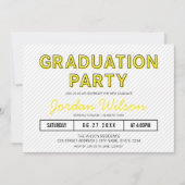 Invitation Stripes modernes Jaune fête de graduation (Devant)