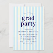 Invitation Stripes modernes Marine Blue Photo Party (Dos)