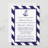 Invitation Stripes nautiques Ancre bleu marine Dîner de répét (Devant)