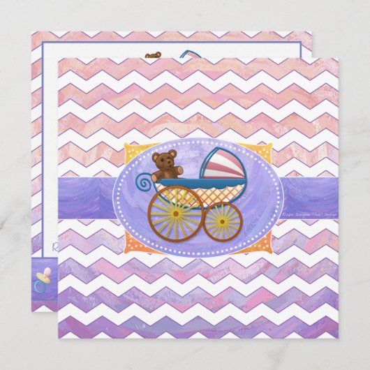 Invitation Stuff pour bébé rose et puant (Devant / Derrière)