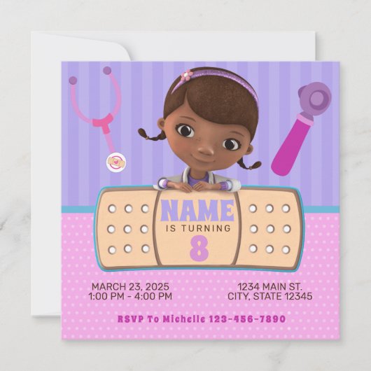 Invitation Stuffins en Doc rose pourpre Anniversaire (Devant)