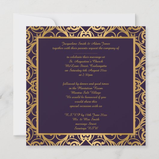 INVITATION STUNNING CLASSIQUE RICH MARINE OR MARIAGE (Devant)