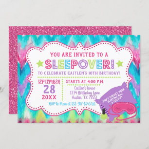 Invitation Stwood Party Slepover Pastel Rainbow Anniversaire