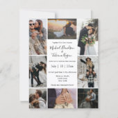 Invitation style 8 photos collage moderne chic mariage (Devant)