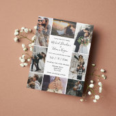 Invitation style 8 photos collage moderne chic mariage