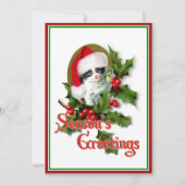 Invitation Style ancien Noël Kitten Bonnes Fêtes (Devant)